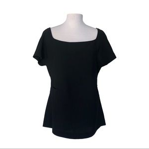 Jil Sander Black Square Neck Short Sleeve Top